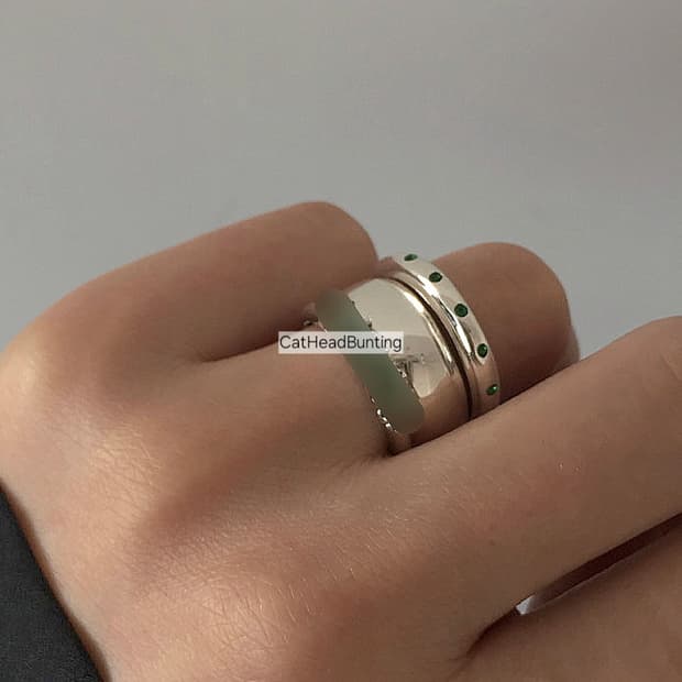 UNISEX_실버925 그린 오닉스 링 반지 [쿨거반택포]