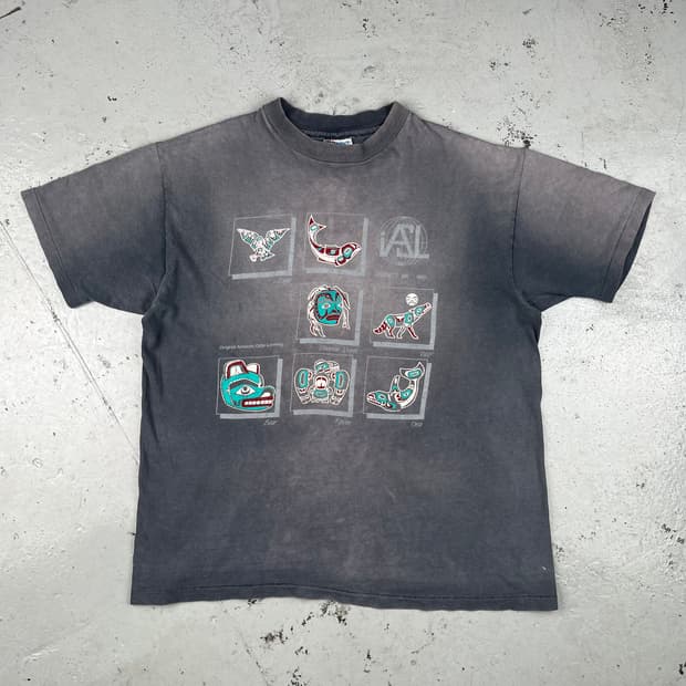 빈티지 Smoked Out Aztec Art 반팔