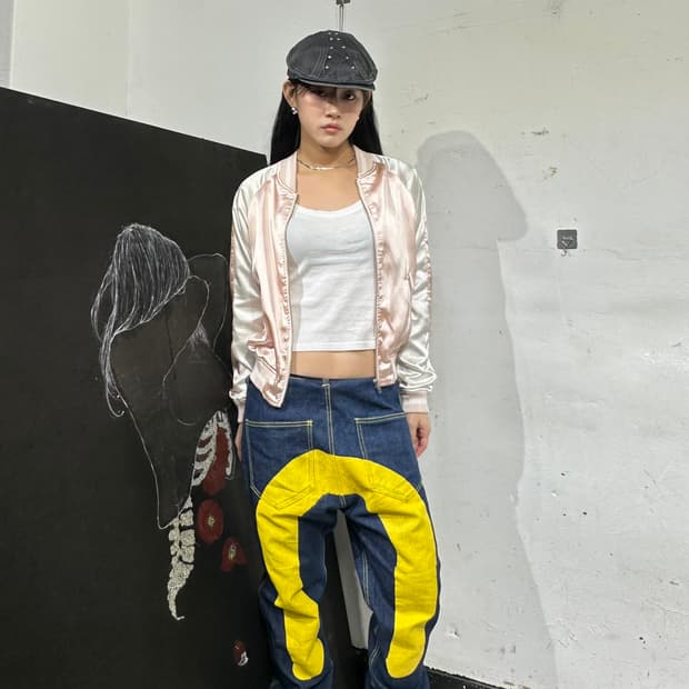 Jpn 일본빈티지 재패니즈 오리엔탈 핑크 스카잔 자켓