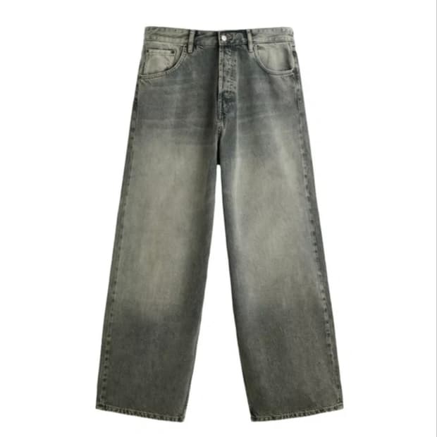 ZARA 워싱 와이드 데님 팬츠34