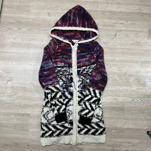 H&M X 이자벨마랑 키즈 후드 패턴 후드 롱 가디건 12-14세