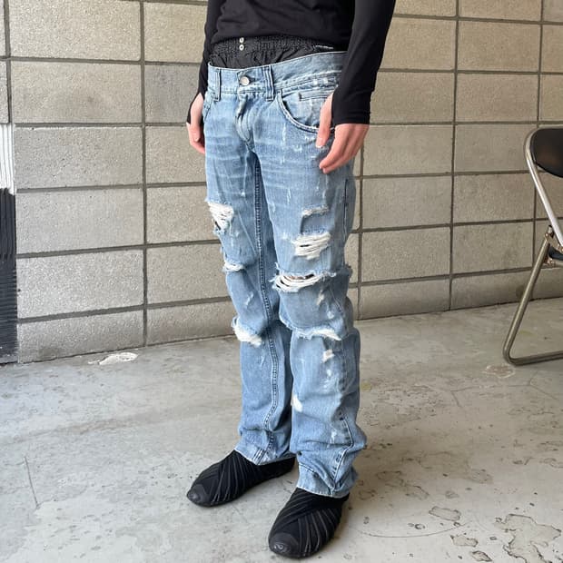 돌체앤가바나 트렁크 레이어드 데님 팬츠