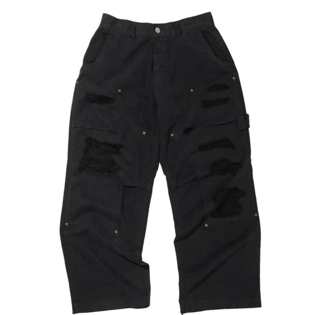 ETCE 더블니 디스트로이드 블랙 팬츠 L