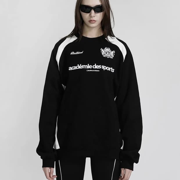 배드블러드 ADS 빈티지 패널 맨투맨 - 블랙