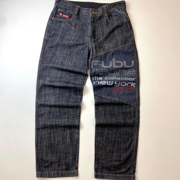 [34] 00s Fubu 후부 루즈 와이드 핏 레이싱 데님팬츠