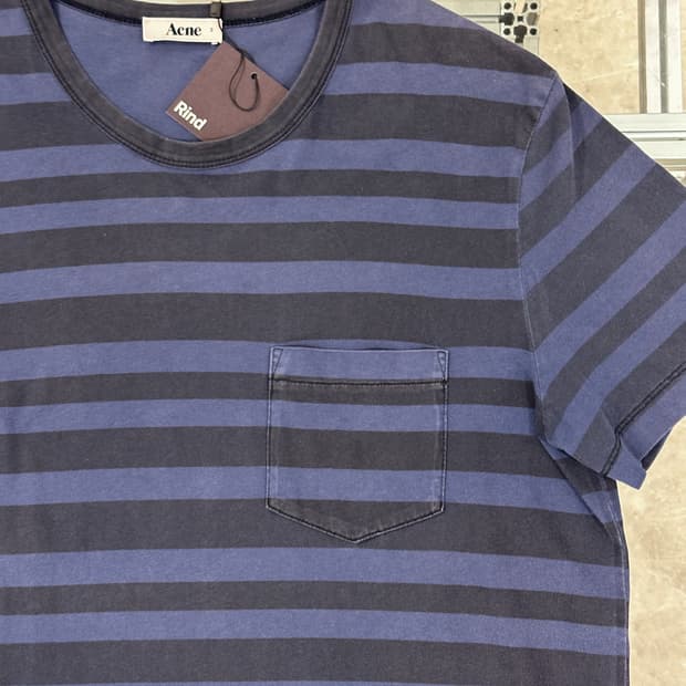 Acne Studios Navy Stripe Pocket T-Shirt
