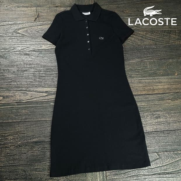 [라코스테](새상품) 로고 패치 반팔 카라 원피스 블랙 M20237