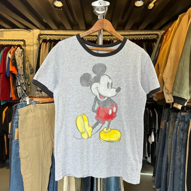 디즈니 미키마우스 프린팅 링거 티셔츠