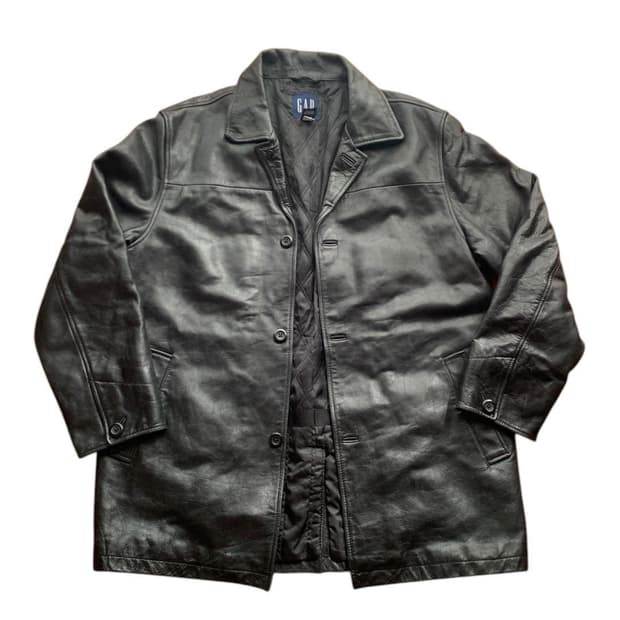 [L/미품] 올드갭 레더 카코트 블랙 빈티지 gap