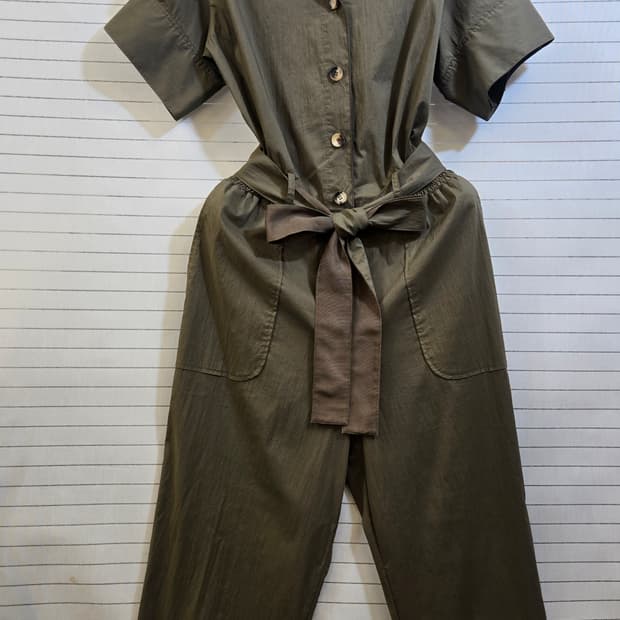 LANVIN 견100 혼방 점프수트 카키
