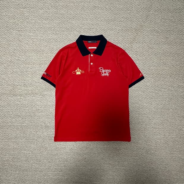 BEAMS golf polo shirt red
