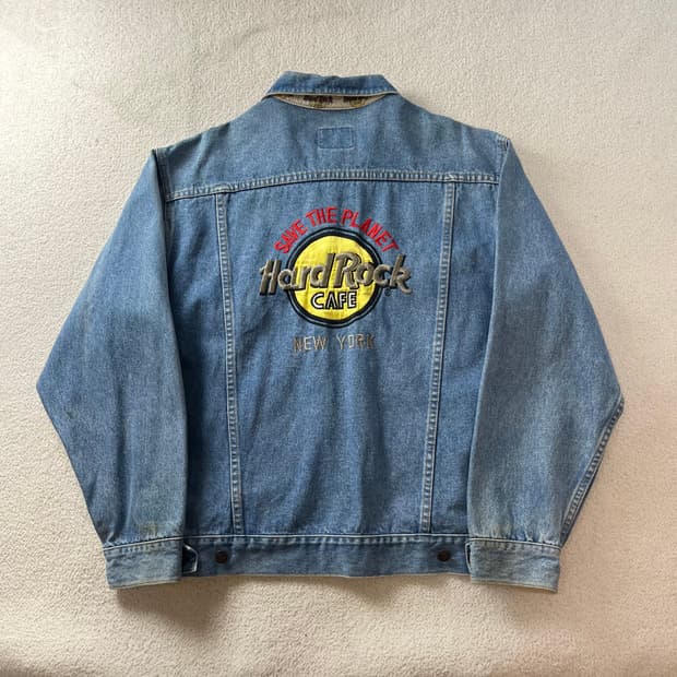 100 Hard Rock Cafe 90s 뉴욕 자수 데님 자켓 #11