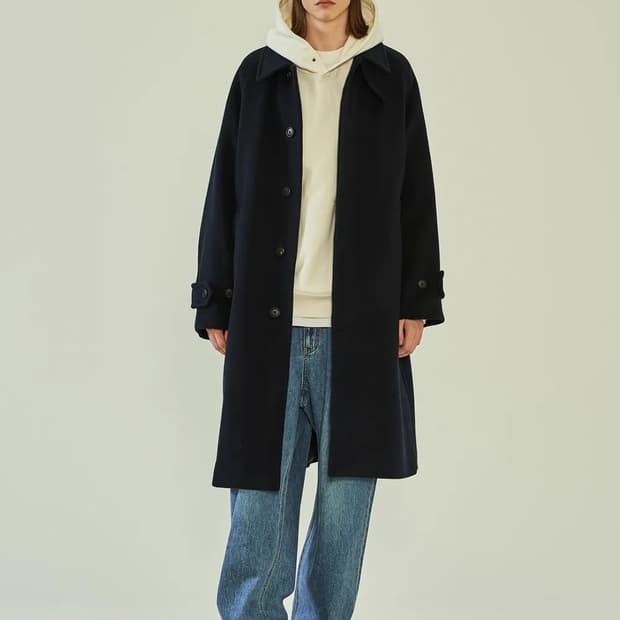 [S] 23fw 헤지스 his 캐시 혼방 발마칸 코트 네이비