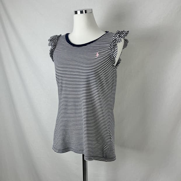 Polo Ralph Lauren 러플 스트라이프 슬리브리스 