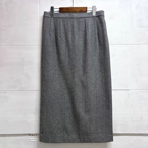 헤링본 그레이 클래식 롱 스커트  JPN