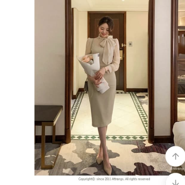 아뜨랑스 타이넥 쉬폰 원피스M