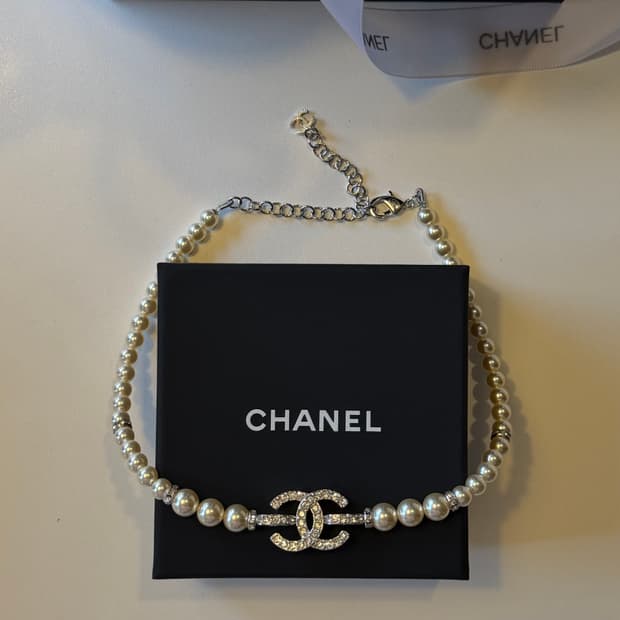 Chanel 업사이클링 샤넬 빈티지 CC 진주 초커 목걸이