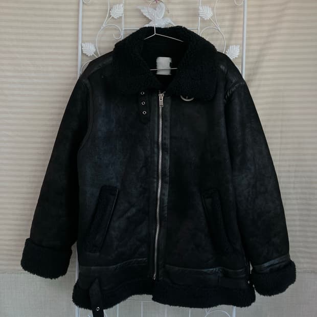 빈티지 블랙 기모 무스탕 y2k 스트릿 갸루 펑키 일본빈티지W-553 