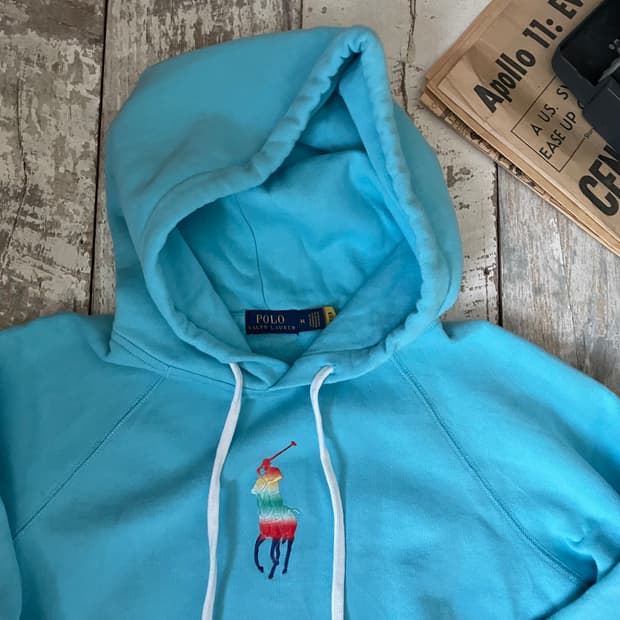 폴로 랄프로렌 레인보우 포니 기모 후디