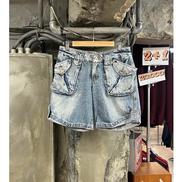 빈티지 데님 하프 팬츠 L #csz3570