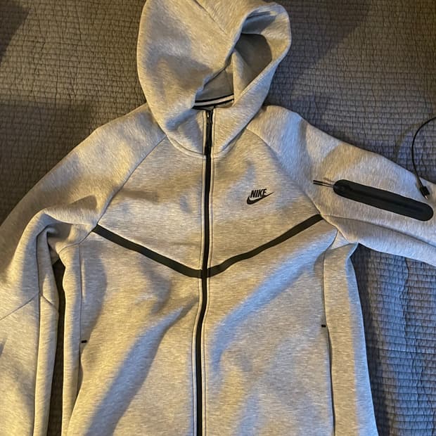 나이키 테크 플리스 풀 집 후드 다크 그레이 헤더 - 아시아