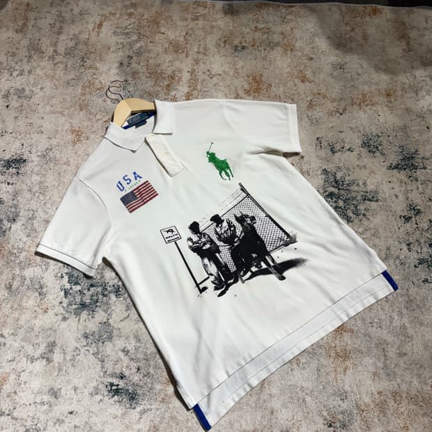 폴로 빅포니 USA 성조기 커스텀 반팔 카라티셔츠