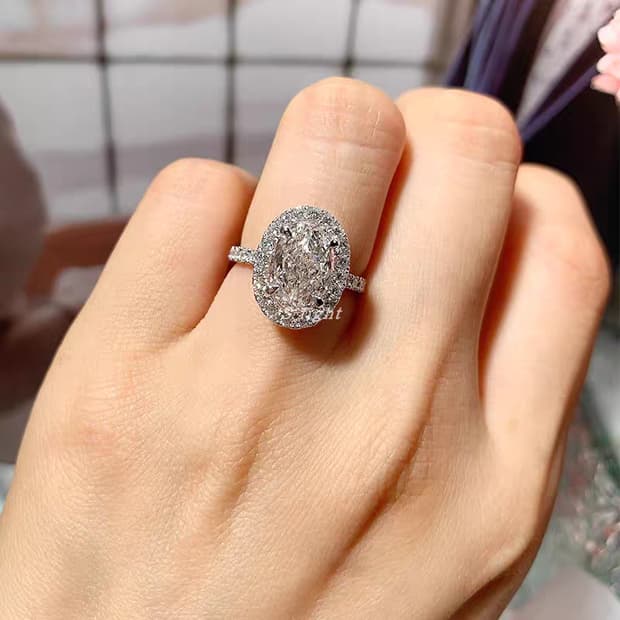 Oceanora 랩 그로운 다이아몬드 PT950 여성용 웨딩 반지