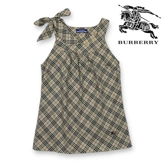 버버리 리본 노바체크 슬리브리스 나시 y2k