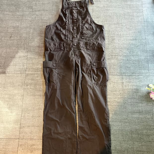 일본빈티지 핀터깔y2k 하구미모리걸 라떼갸루 러플멜빵팬츠