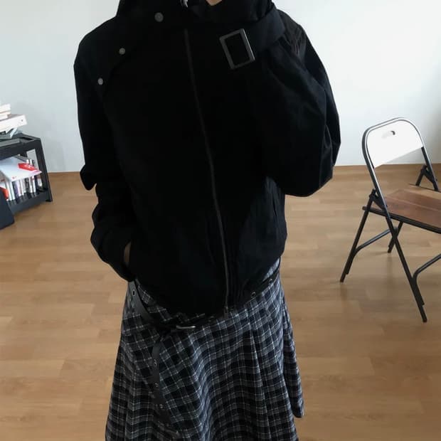 플레이스 스튜디오 블랙 하이넥 자켓