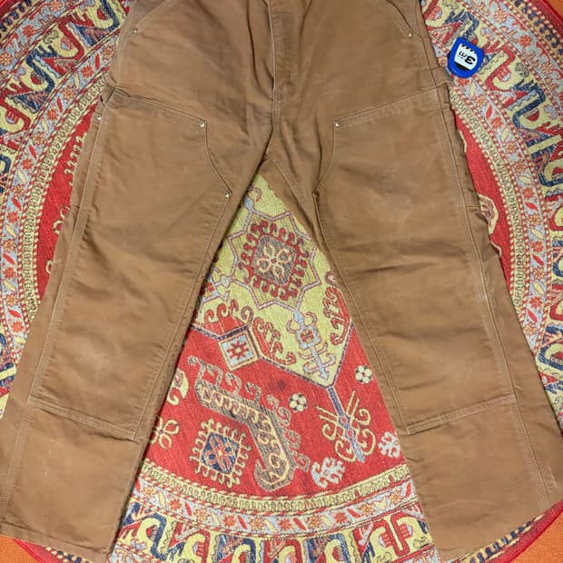 칼하트 더블니 브라운 워크 팬츠 made in usa