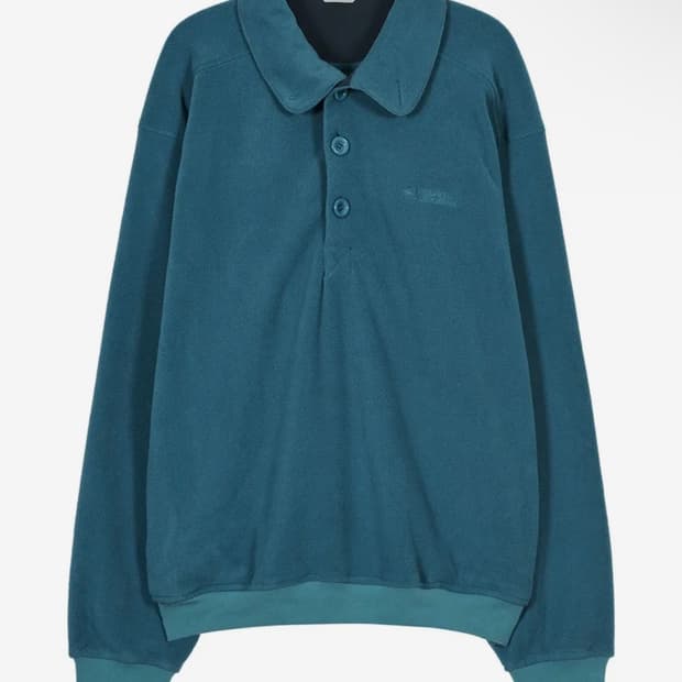 타입서비스 후리스 Buttoned Fleece Top 블루