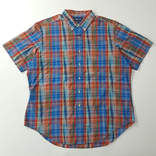 CJ027 2XL 폴로 멀티 마드라스 체크 반팔 셔츠 남방