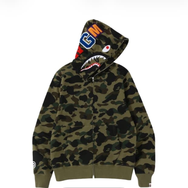 (m) 베이프 카모 후드집업 녹계