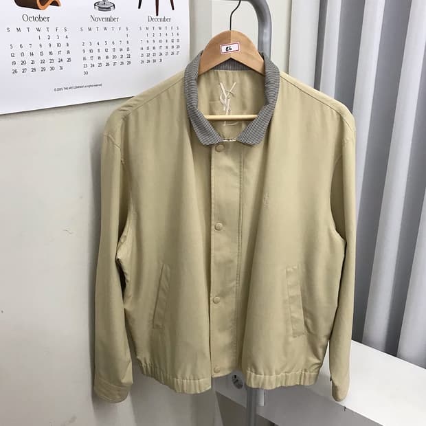 입생로랑 로고 블루종 자켓