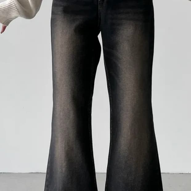 워싱 세미 와이드 부츠컷 팬츠