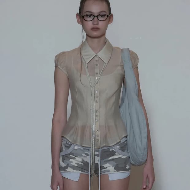 스컬프터 쉬어 블라우스 raw 색상 베이지 오늘 내림