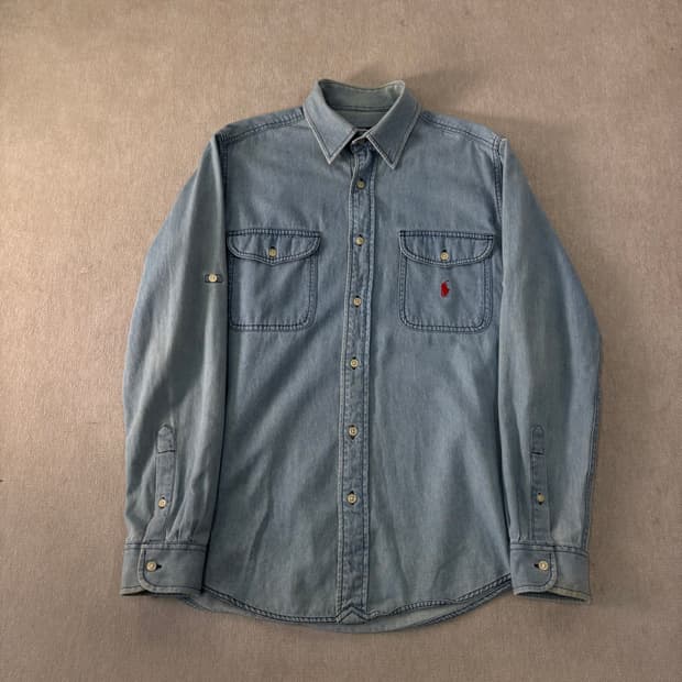 95 폴로랄프로렌 90s 성조기 포니 데님 셔츠