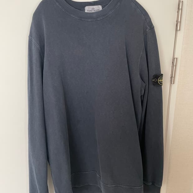 스톤 아일랜드 63750 가먼트 다이드 헤비 코튼 롱슬리브 티셔츠 네이비