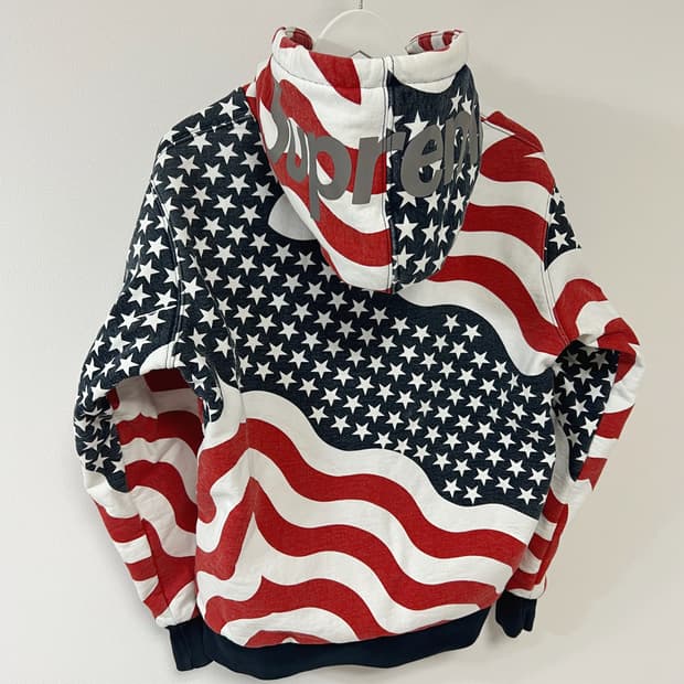 슈프림 14FW 3M 리플렉티브 성조기 써멀 후드집업