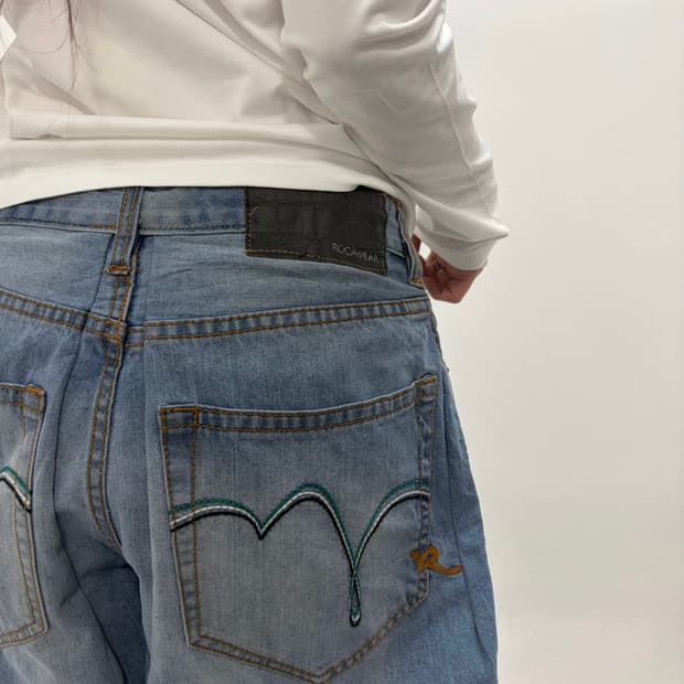 90s ROCA WEAR 올드스쿨 워시드 와이드 힙합팬츠