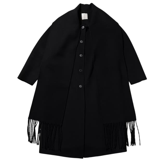 산드로 울 머플러 코트 블랙