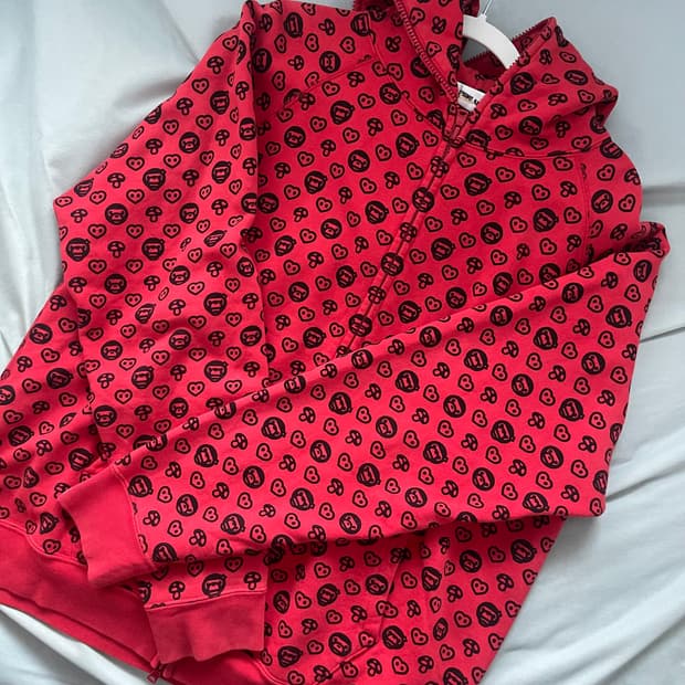 Bape 베이프 레드 미니 베이비 마일로 모노그램 투웨이 후드집업 (M)