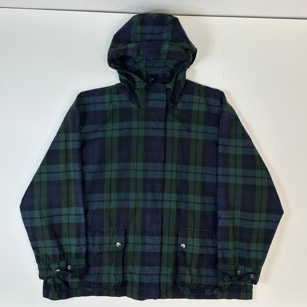 폴로 블랙와치 타탄체크 후드 자켓 야상 L