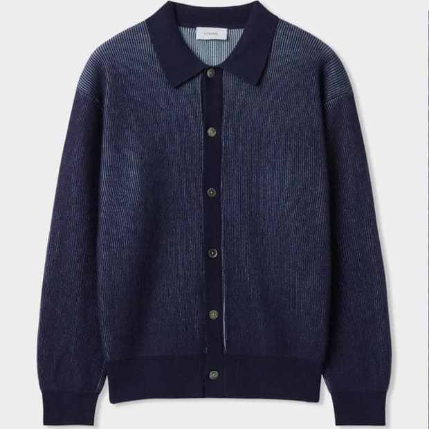 르마드 투톤 카라 니트 가디건