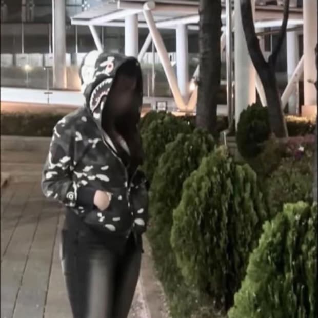 베이프 샤크 후드집업 야광 그레이 카모 M 