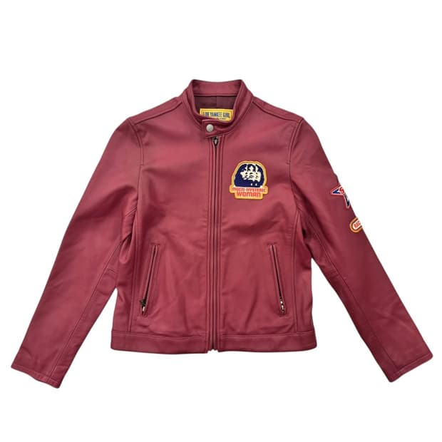 히스테릭글래머 램레더 카페레이서 싱글 라이더 자켓 핑크