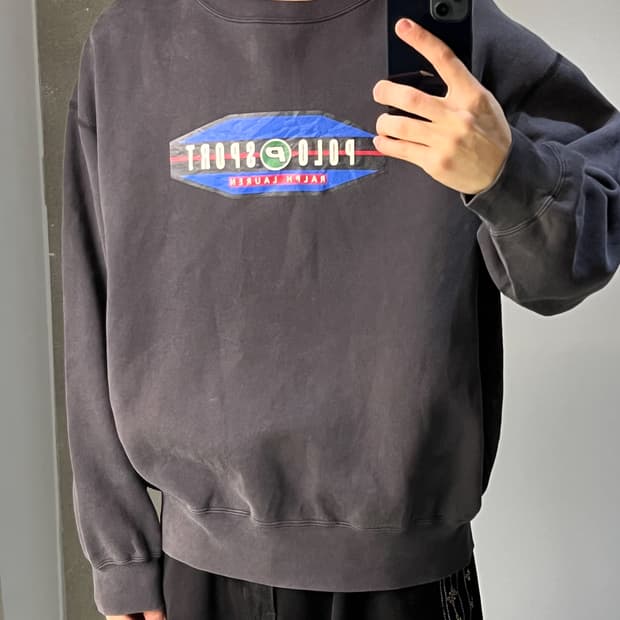  폴로스포츠 90"s 재팬 스펠 로고 스웻셔츠