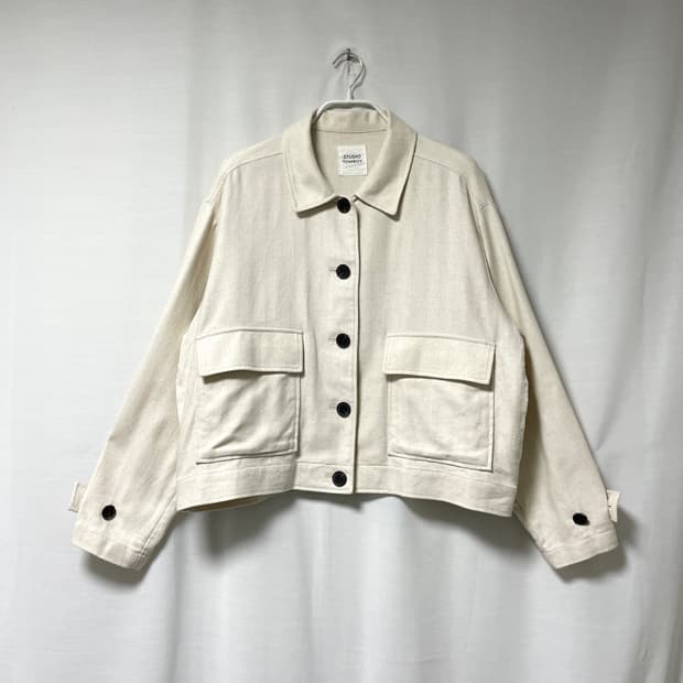 스튜디오톰보이 오버핏 린넨 레이온 헤링텅 자켓 Free _ 크림