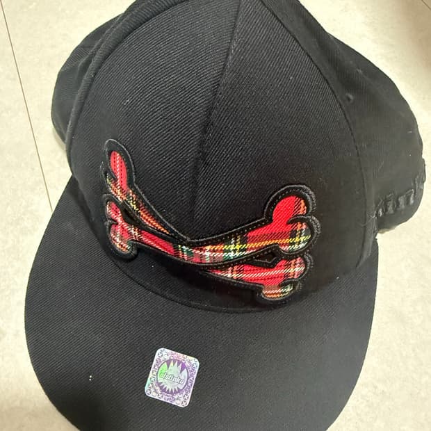 엘스팅코 캡모자 레드 타탄체크 펑크 빈티지 뼈다귀